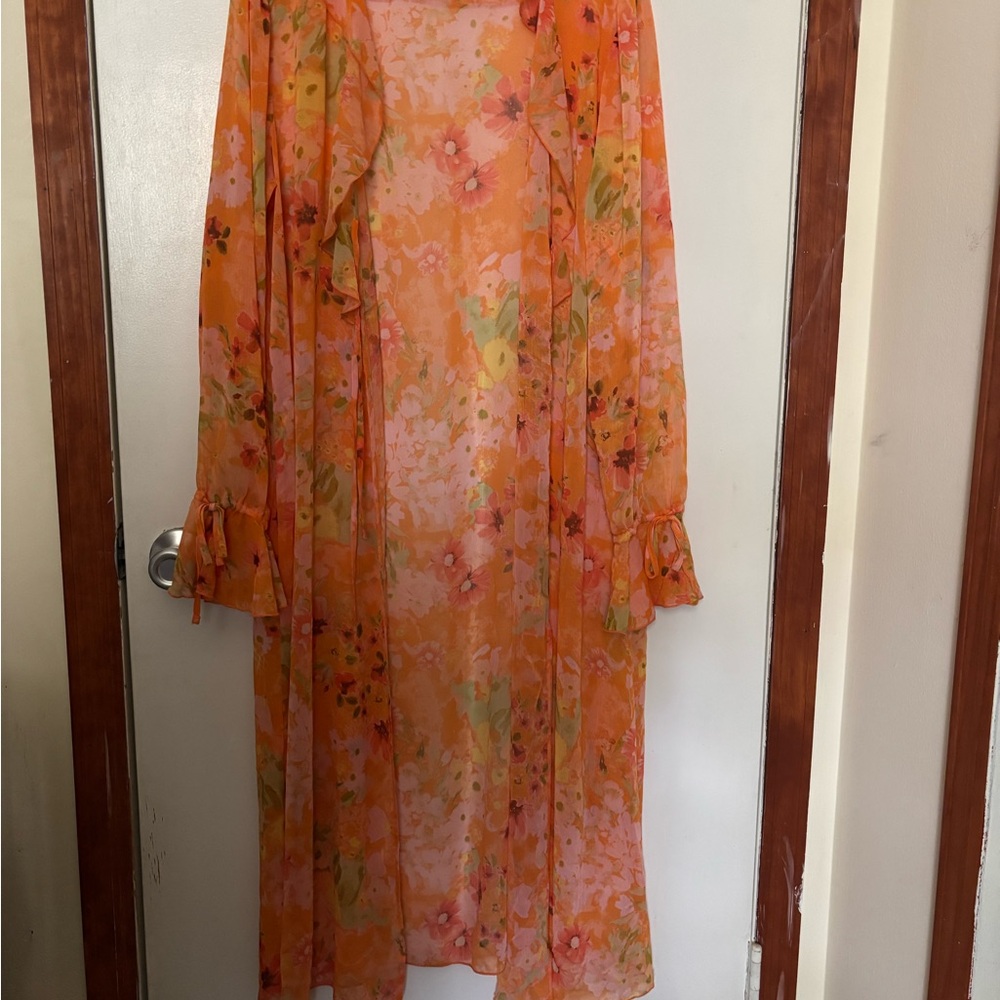 Floral Sheer Long Kimono